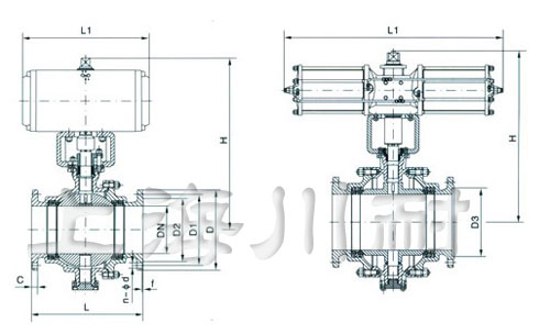 Q647氣動固定式球閥結構圖