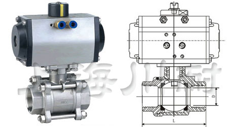三片式高平臺氣動球閥結(jié)構(gòu)圖